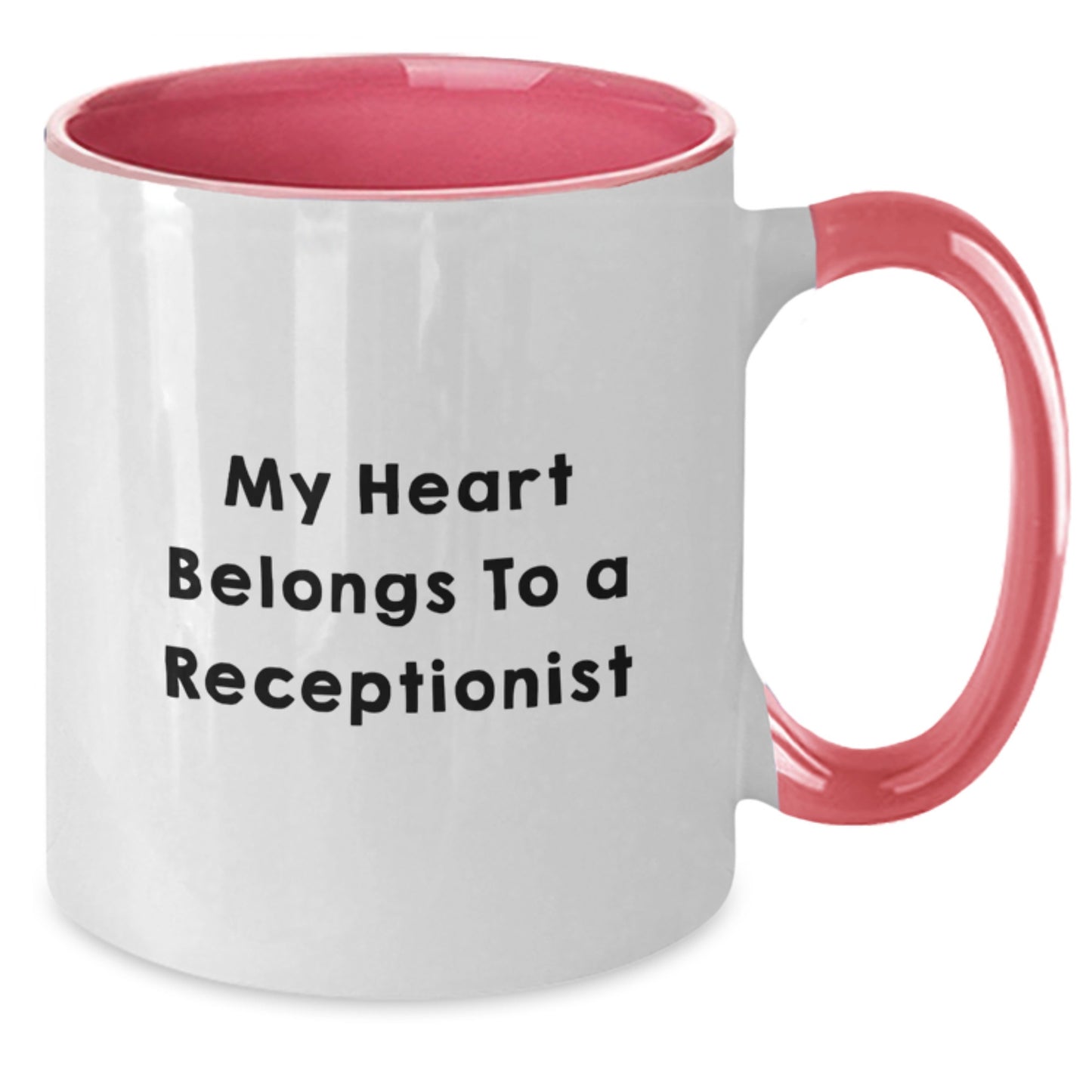 Funny Receptionist Gifts, My Heart Belongs To A Receptionist, Two Tone Coffee Mug for Graduation, Gifts from Men, Women, Friends, Coworkers, Family, Gifts for Receptionists, Funny Office Mugs - Additional