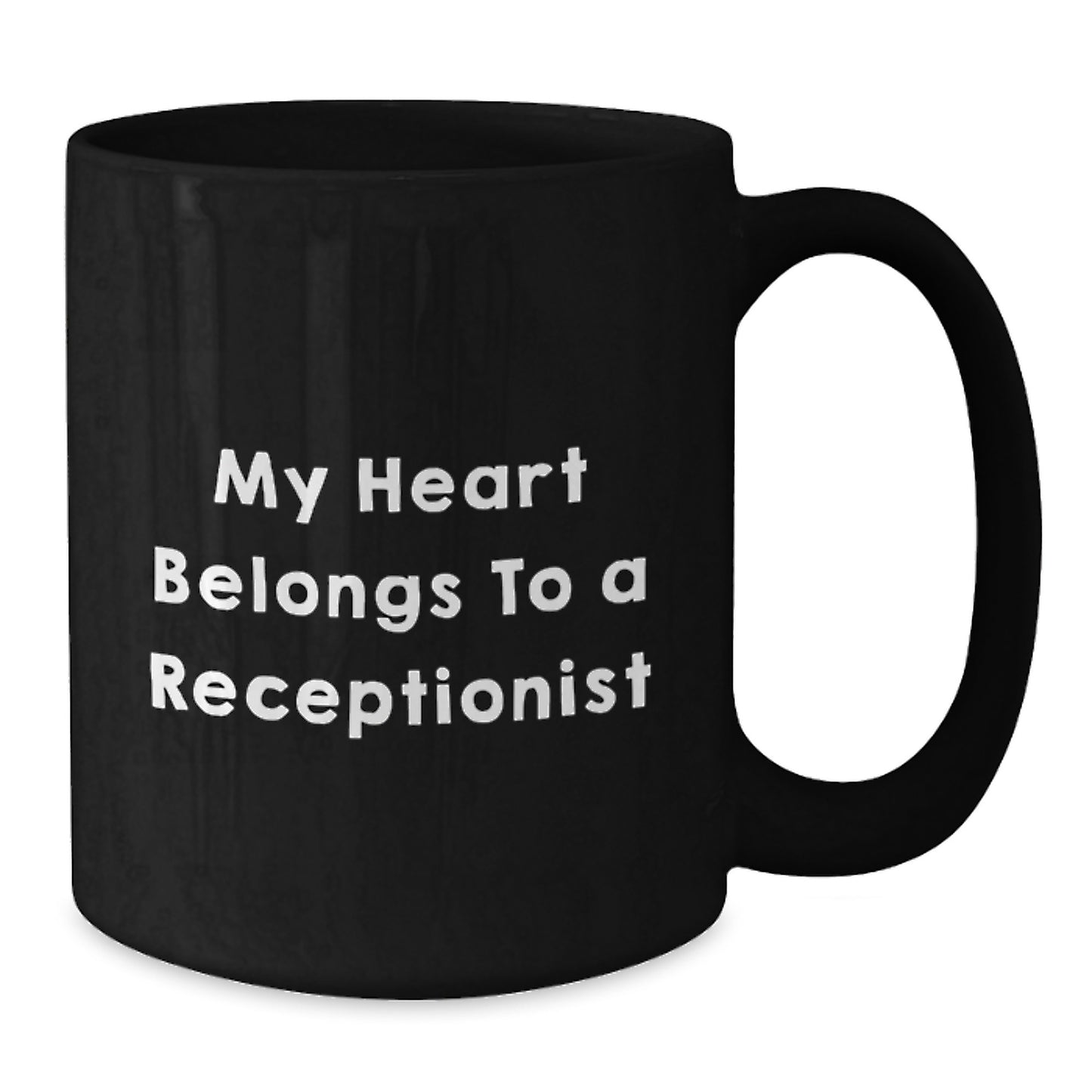 Funny Quotes Receptionist Gifts from Friends to Coworkers, Graduation Unique Gifts for Men, 'My Heart Belongs To A Receptionist' Black Coffee Mug - Additional