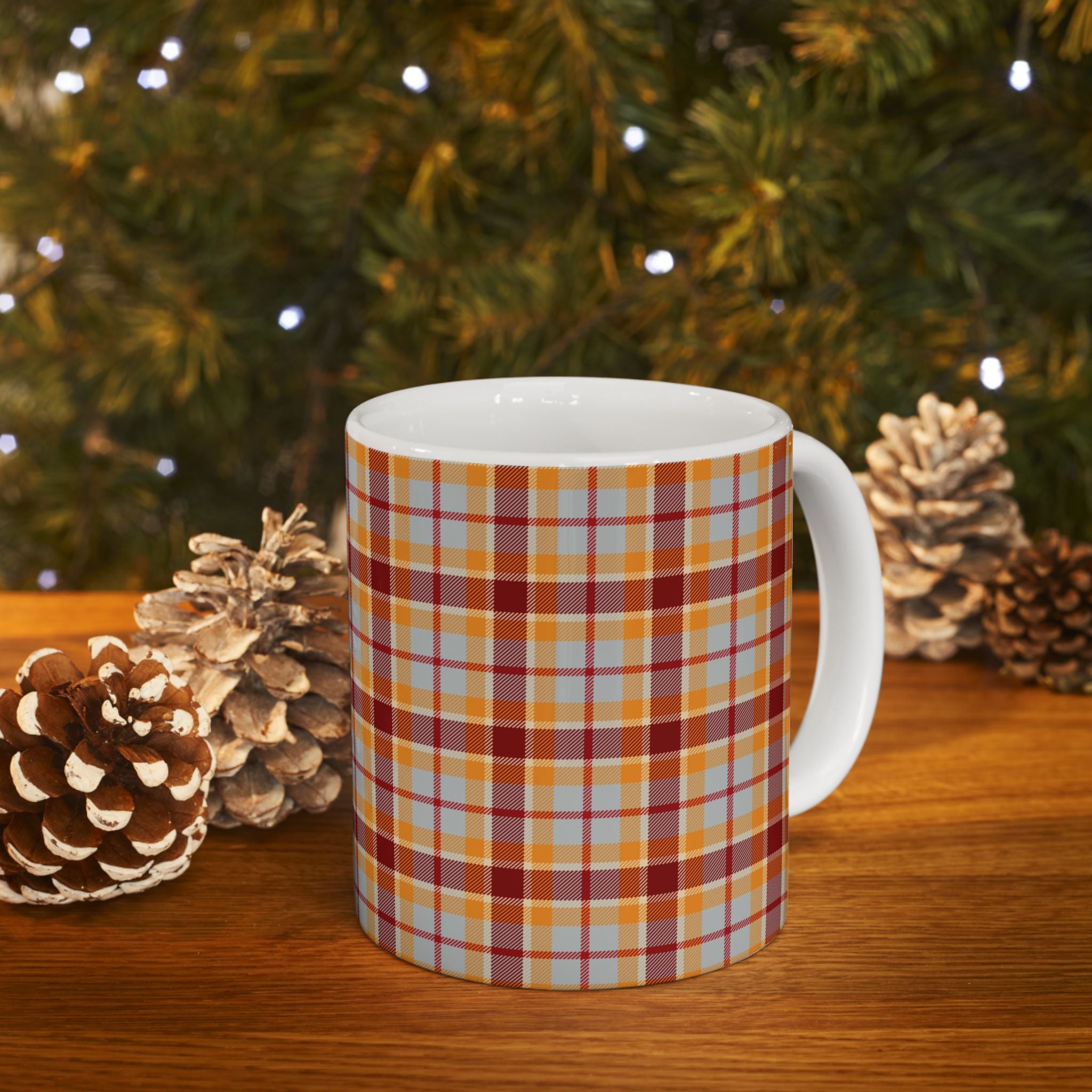 Holiday Plaid Ceramic Mug - Cozy and Stylish Drinkware for Every Occasion