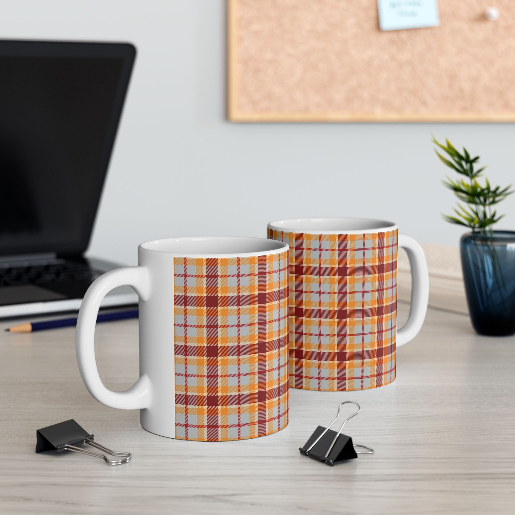 Holiday Plaid Ceramic Mug - Cozy and Stylish Drinkware for Every Occasion
