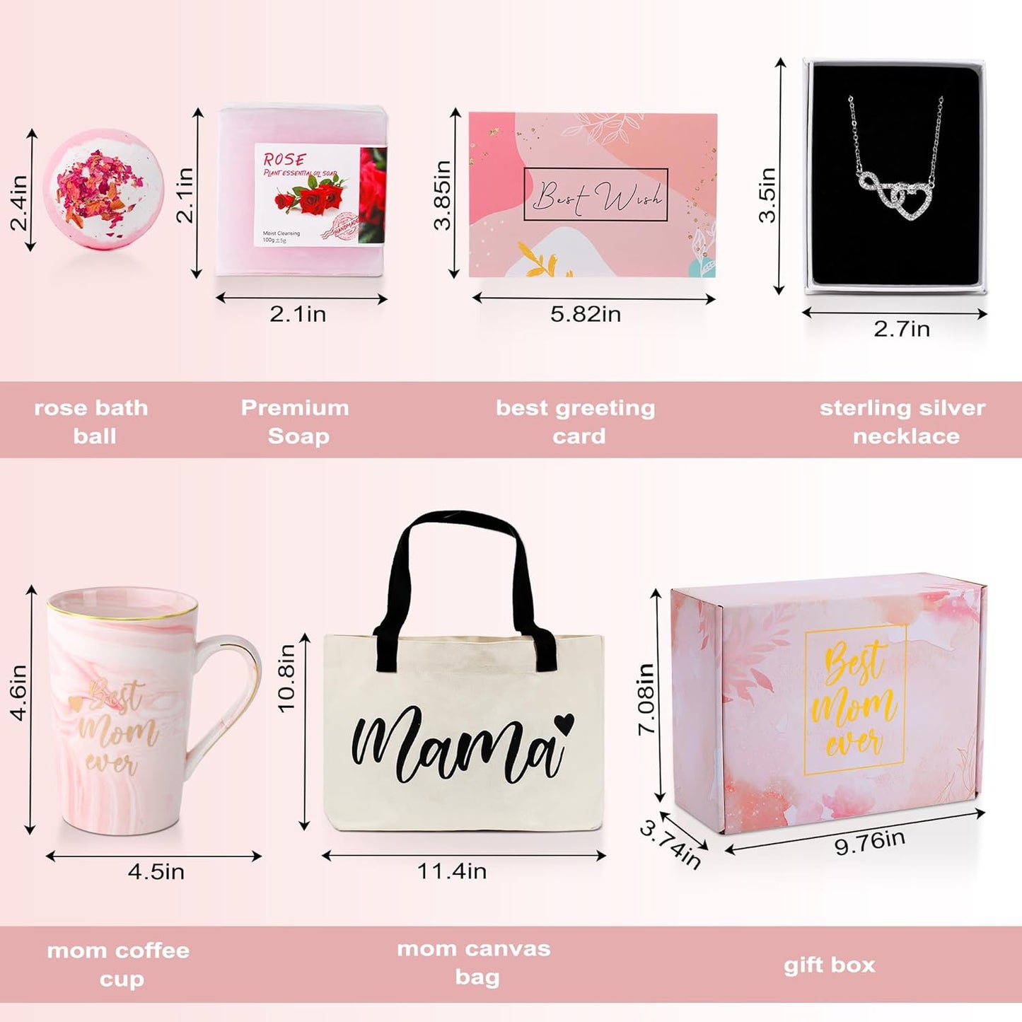 Valentine'S Day Gifts for Mom from Daughter Birthday Gifts for Women Best Mom Ever Necklace Gifts for Mama Present Mother Tote Bag Coffe Mugs Set