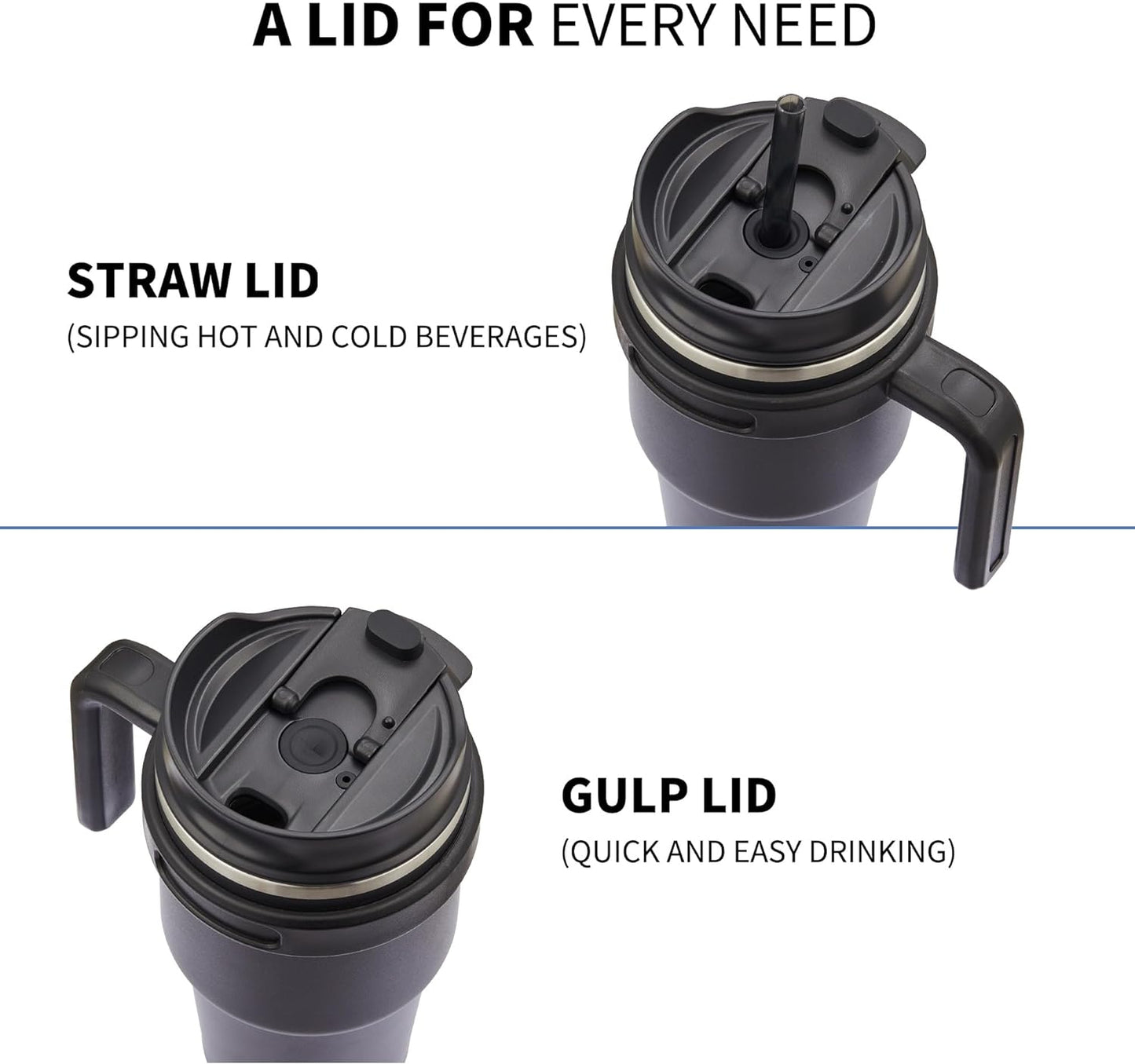 20 Oz Insulated Coffee Mug Tumbler with Handle, Stainless Steel Travel Mug Tumbler with Lid and Straw,Double Wall Vacuum Leak Proof Ice Coffee Thermal Cup, Red