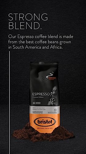 Bristot Espresso Cremoso Italiano Ground Coffee – Medium Roast, Rich & Smooth – 8.8oz (250g) Bag – Italian Ground Espresso for Home Machines