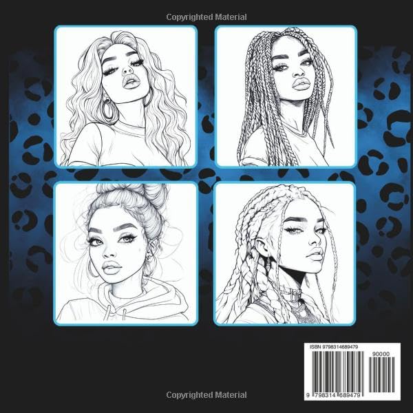 Black Women Coloring Book: 40 Unique Pages of Melanin Queens with Braids, Afros, and Long Hair