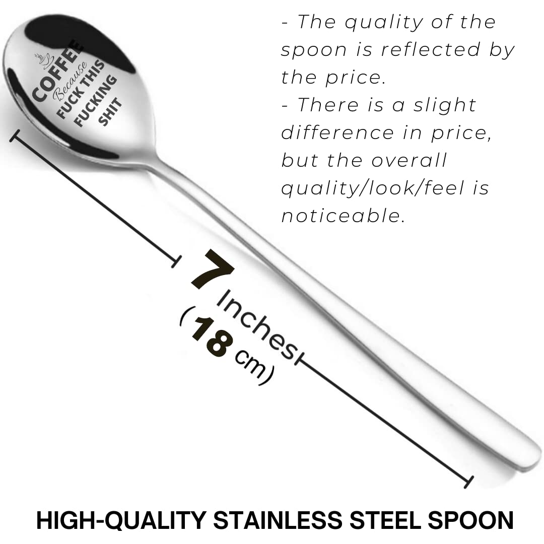 Coffee because fuck this - Funny Coffee Spoon gift for him for her Engraved Spoon, Unique Gift For Coffee Lover Grandpa Grandma Mother Father