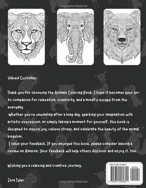 Animals Mandala Coloring Book: 50+ Unique and Captivating Designs for Stress Relief, Tranquility, and Creative Enjoyment – Wild, Domestic, and Exotic Creatures for Mindful Art and Self-Expression