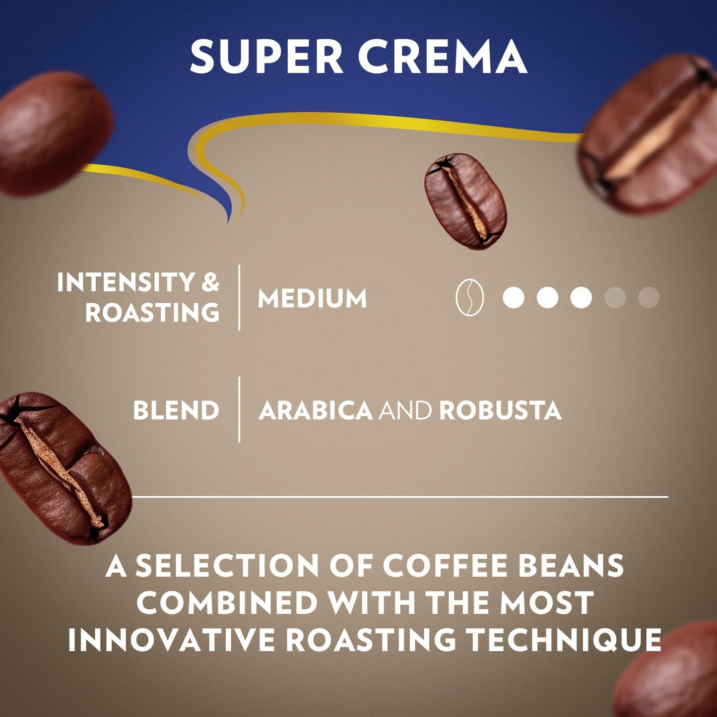Lavazza Super Crema Whole Bean Coffee, Medium Espresso Roast, Arabica and Robusta Blend, 22 oz Bag