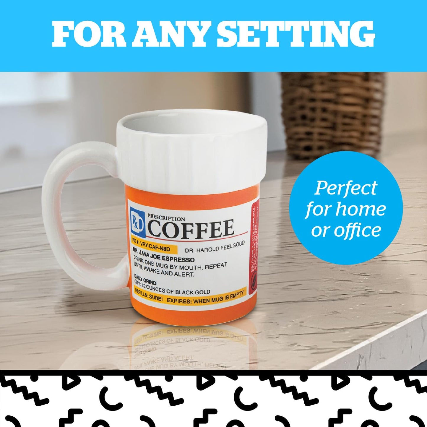 BigMouth Inc. Prescription Coffee Mug - Large Funny Prescription Coffee Cup - Unique Pharmacy Gifts - Hilarious Novelty and Gag Gifts for Doctor - Dishwasher-Safe Ceramic Pill Bottle Coffee Cup - 12oz