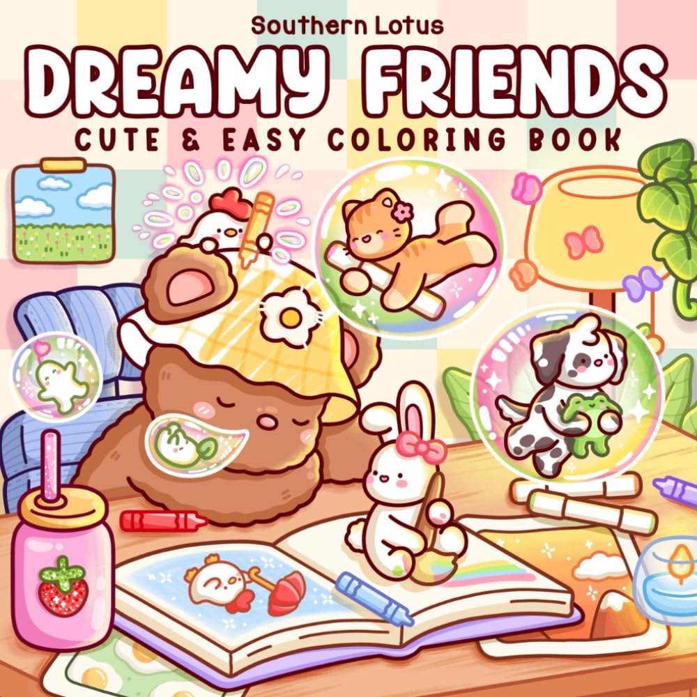 Dreamy Friends: Coloring Book for Adults and Teens Featuring Little Animal Friends and Fantasy Characters in Funny and Cozy Adventures for Relaxation (Cute & Easy Coloring)