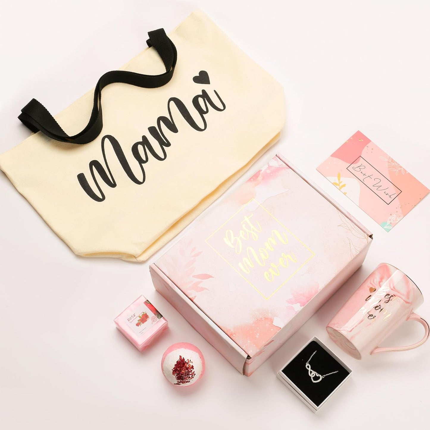 Valentine'S Day Gifts for Mom from Daughter Birthday Gifts for Women Best Mom Ever Necklace Gifts for Mama Present Mother Tote Bag Coffe Mugs Set