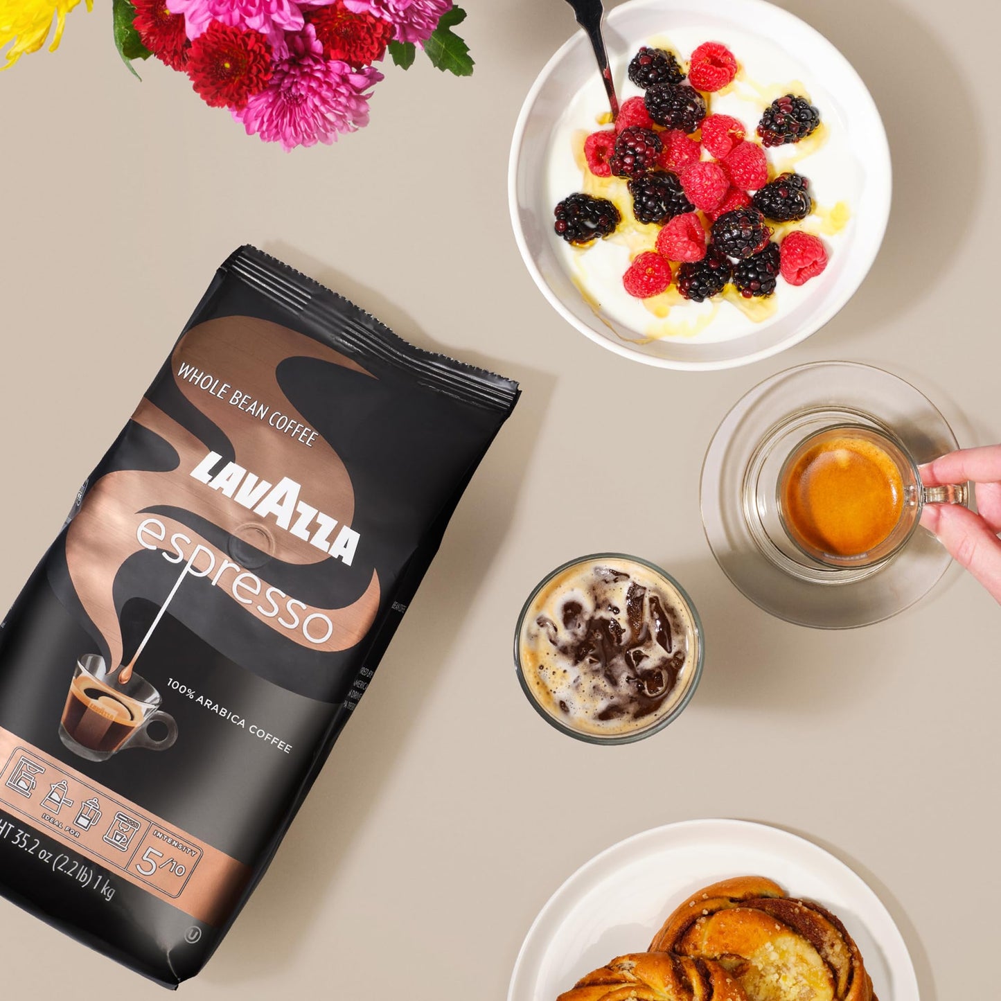 Lavazza Espresso Whole Bean Coffee, Medium Roast, 100% Arabica, 2.2 lb Bag (Pack of 1)