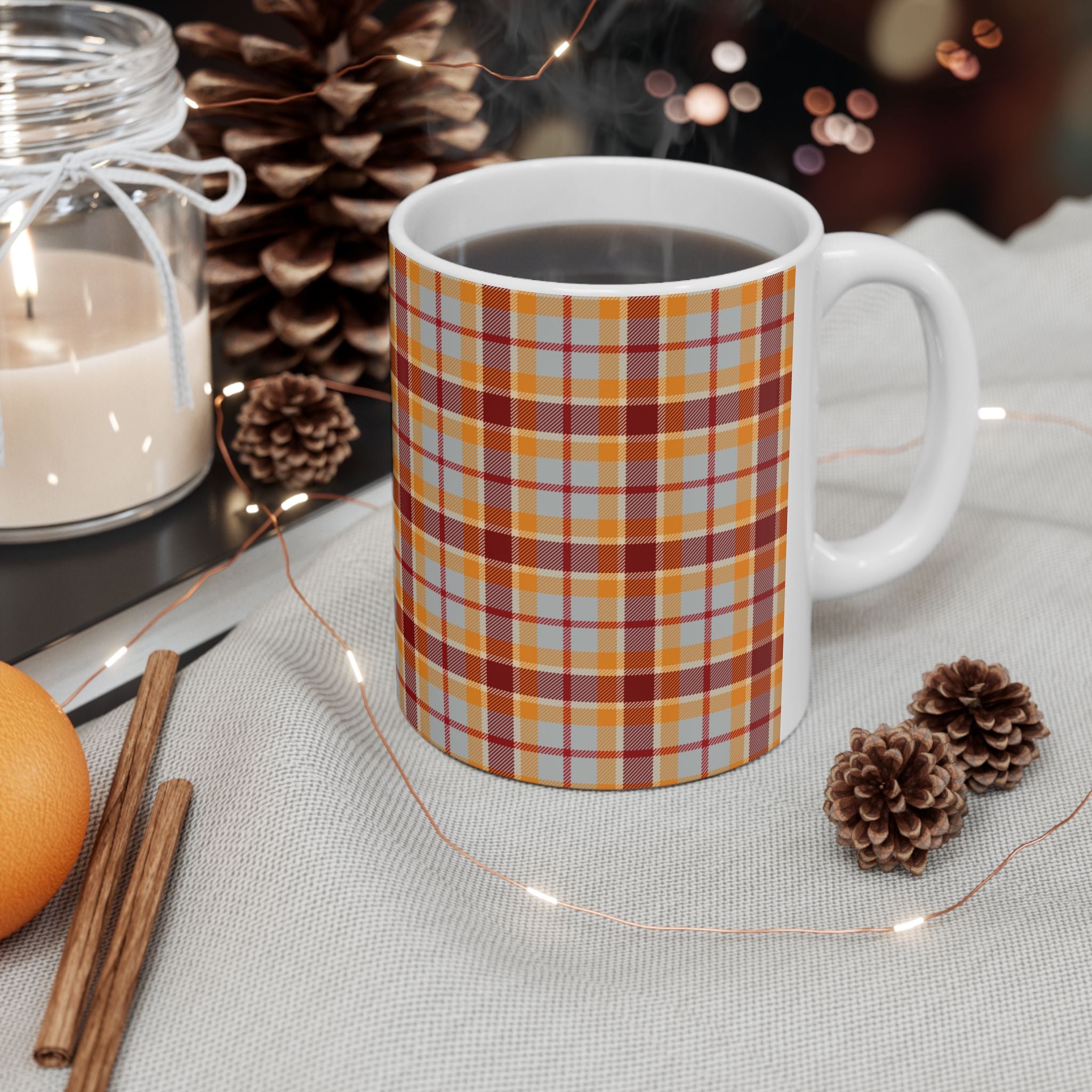 Holiday Plaid Ceramic Mug - Cozy and Stylish Drinkware for Every Occasion