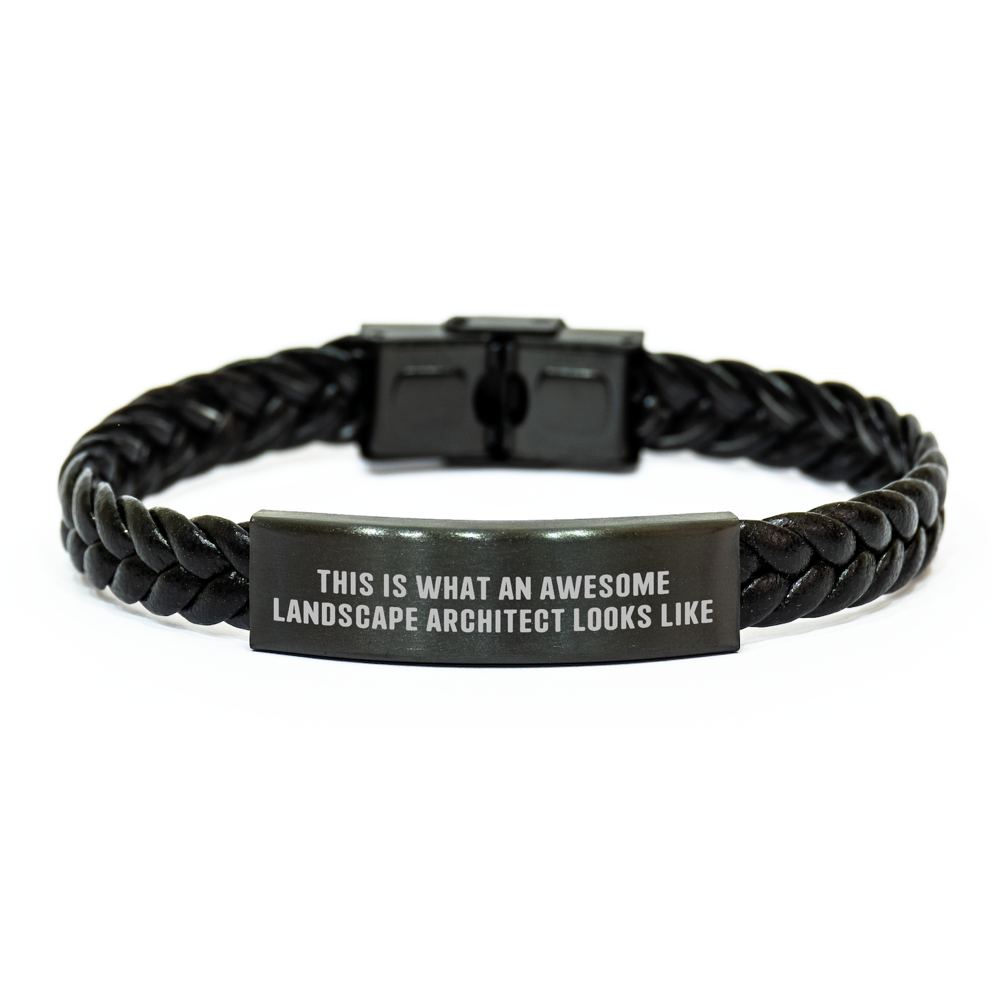 Landscape Architect Gifts from Friends - This Is What Awesome Looks Like, Interlaced Leather Bracelet for Men, Gifts for Landscape Architects on Father's Day - Image 1
