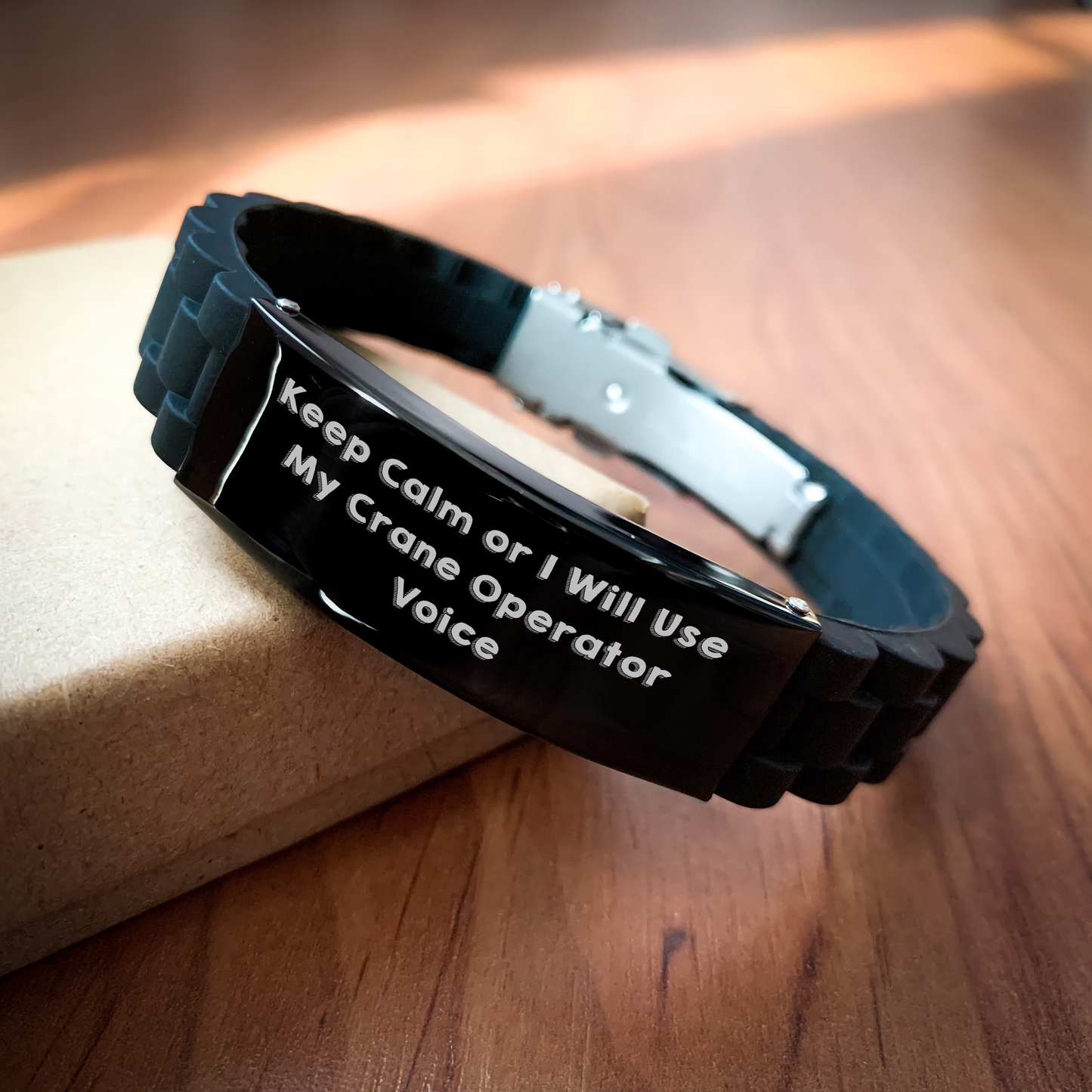 Funny Graduation Gifts for Crane Operator Friends - Keep Calm Or I Will Use My Crane Operator Voice Glide lock Clasp Bracelet, Gifts from Men to Crane Operator Coworkers - Image 2