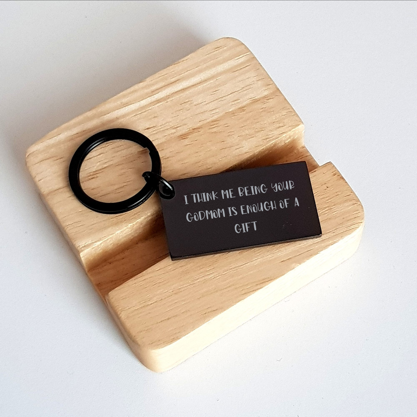 Funny Godmom Gifts for Her Unique Keychain with 'I Think Me Being Your Godmom Is Enough Of A Gift' Quote, Gifts from Mom or Family, Perfect for Mother's Day - Image 2