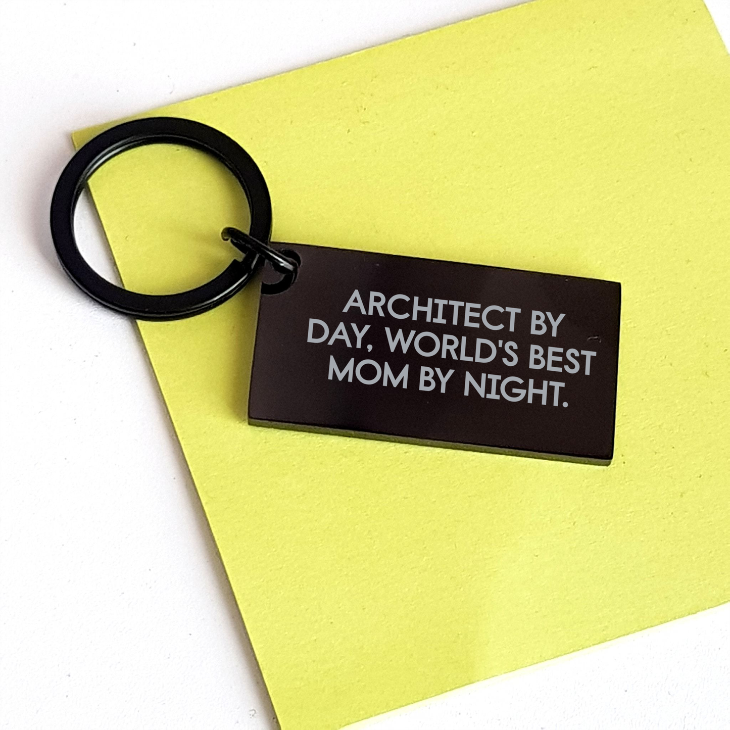 Architect Keychain Gifts from Family, Inspirational Quote for Father's Day, 'Architect By Day, World's Best Mom By Night.' - Image 3