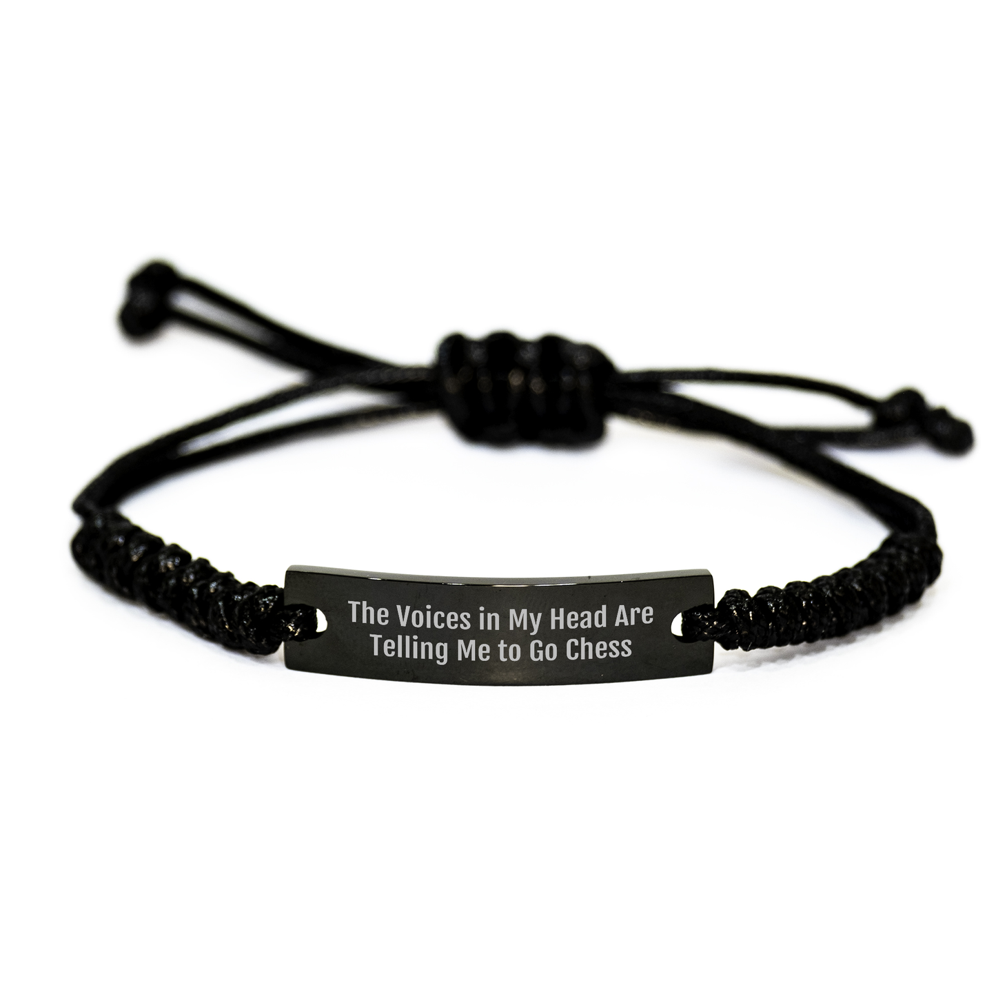 Funny Chess Gifts for Mom, 'The Voices In My Head Are Telling Me To Go Chess' Rope Bracelet, Adjustable, Black Stainless Steel, Mother's Day Unique Gifts from Family - Image 1