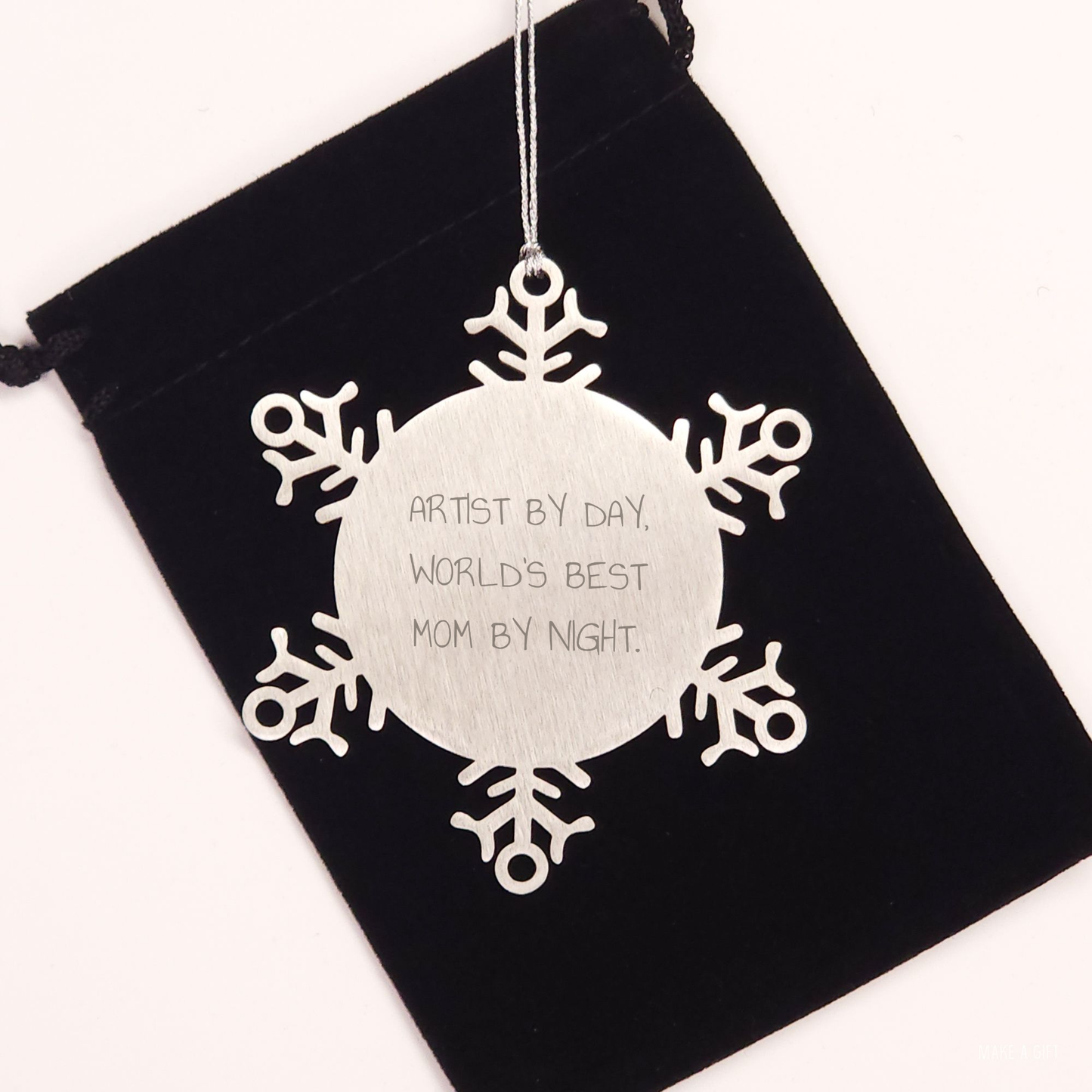 Artist Gifts, Funny Quote Christmas Snowflake Ornament, Gifts from Mom to Artist, Gifts for Artist - Image 2