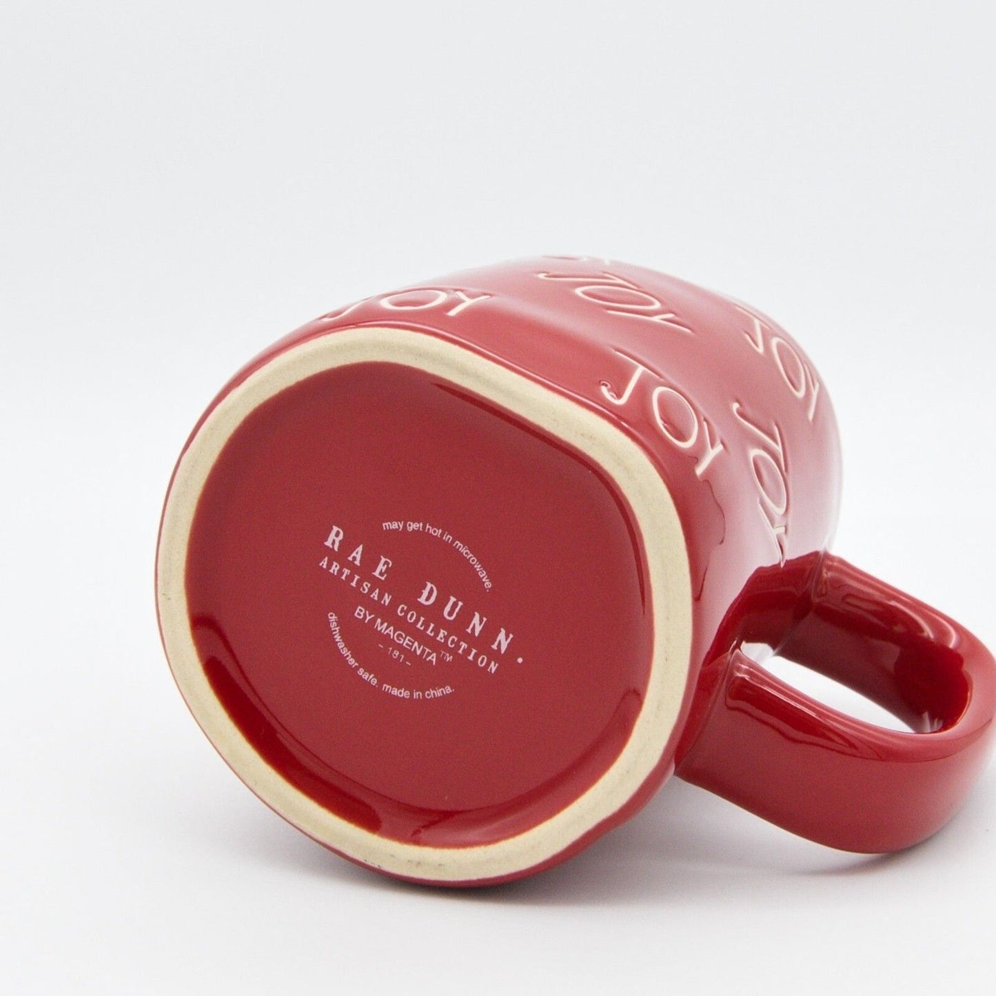Red Rae Dunn Mug - Joy 16oz Ceramic Christmas Coffee Cup Gift For Mom - New