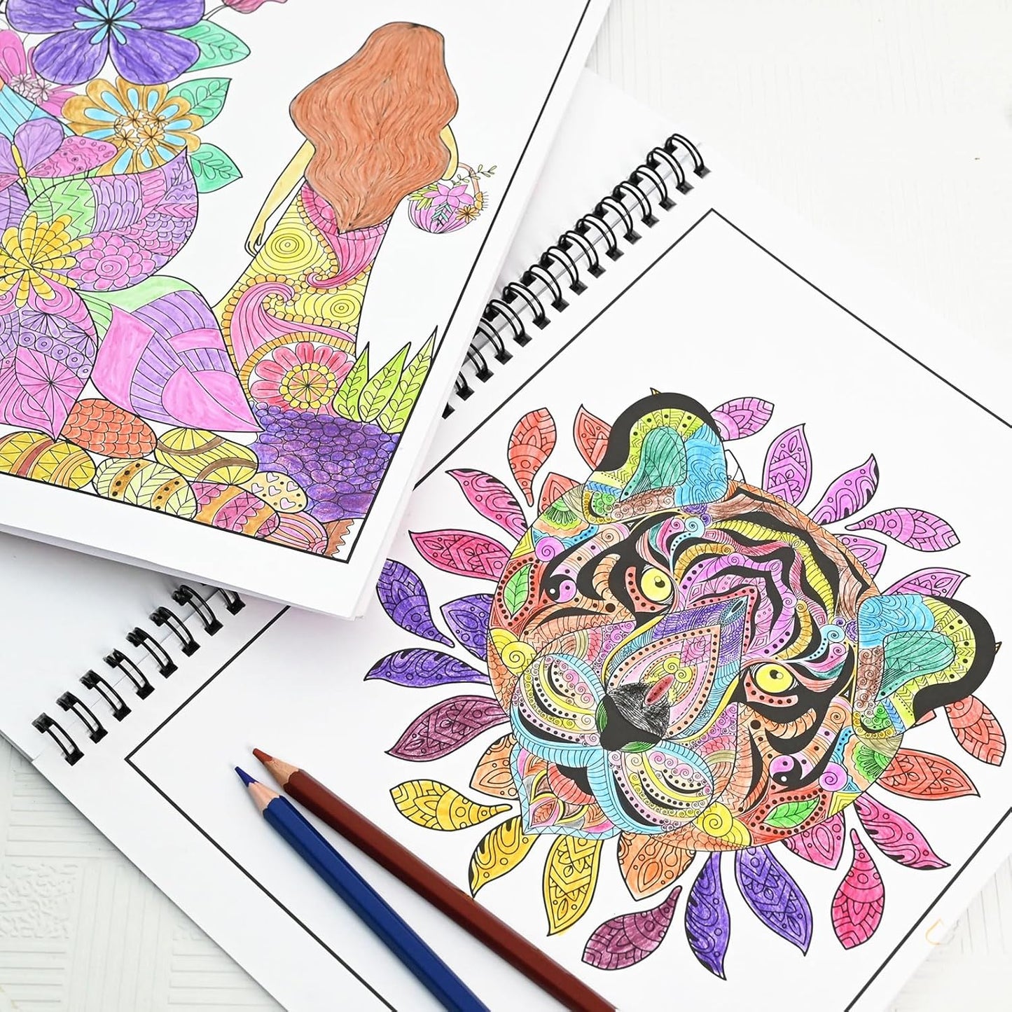 3 Pack Adult Stress Relief Coloring Book,60 Page Mandalas,Animal & Flower Patterns,Spiral Bound Women Coloring Books for Mindfulness & Relaxation for Christmas,Birthday&Holiday Party Gifts