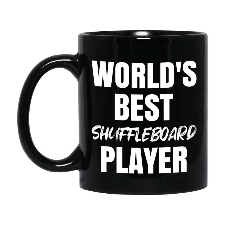 World's Best Shuffleboard Player Mug, Double-Sided 11Oz Or 15Oz Black Ceramic Coffee Cup