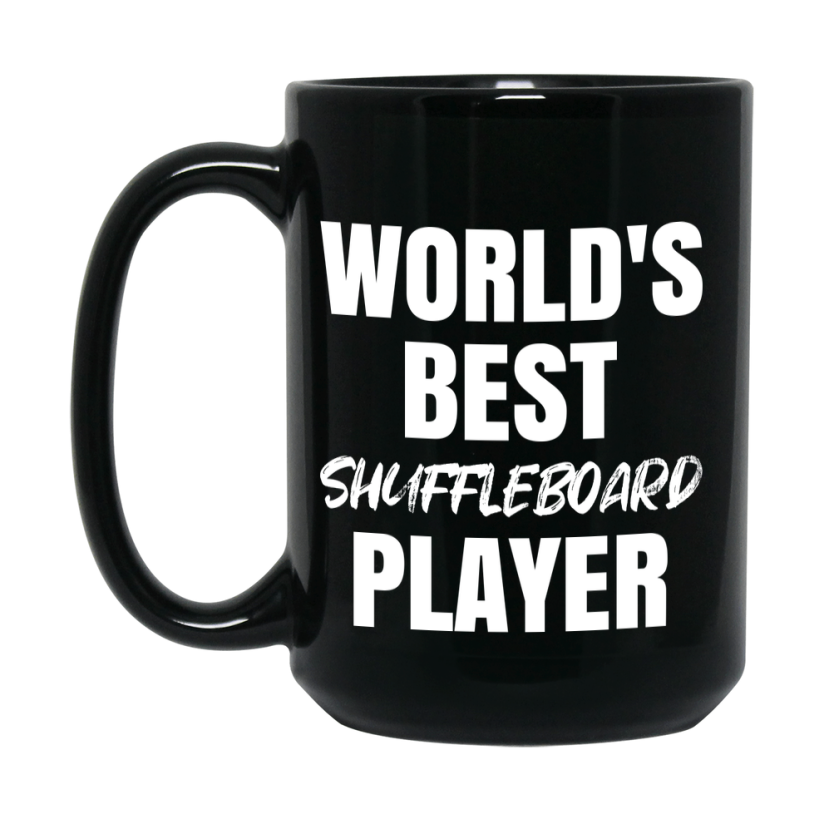 World's Best Shuffleboard Player Mug, Double-Sided 11Oz Or 15Oz Black Ceramic Coffee Cup