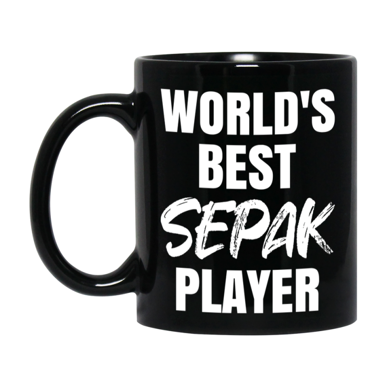 World's Best Sepak Player Mug, Double-Sided 11Oz Or 15Oz Black Ceramic Coffee Cup