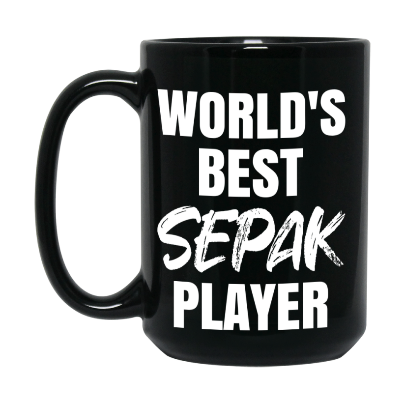 World's Best Sepak Player Mug, Double-Sided 11Oz Or 15Oz Black Ceramic Coffee Cup