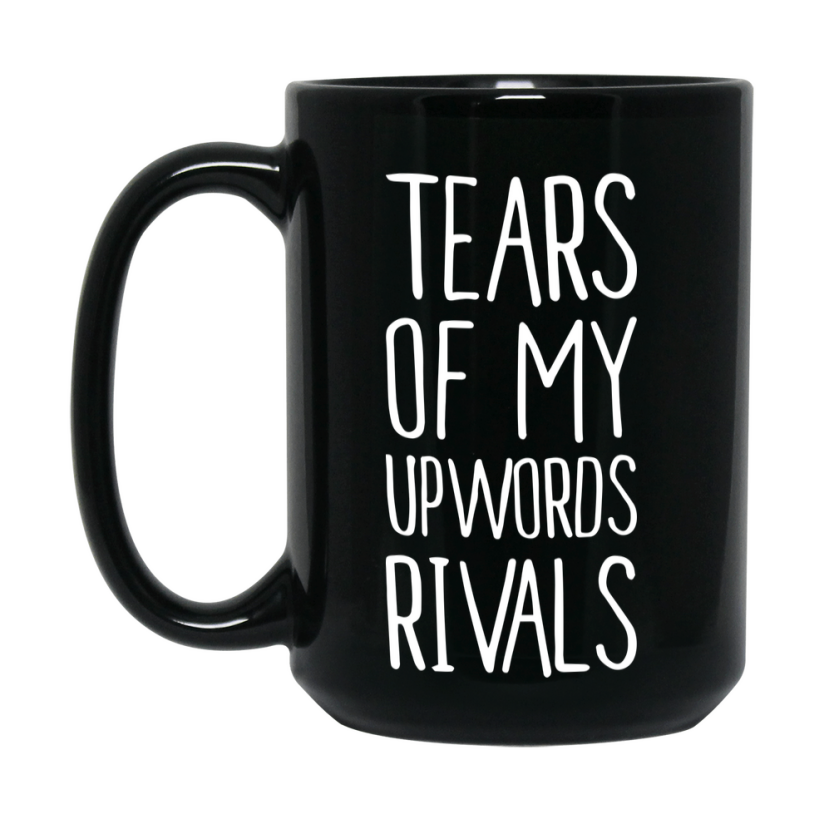 Funny Upwords Mug, Tears Of My Upwords Rivals, 11Oz Or 15Oz Black Ceramic Coffee Cup