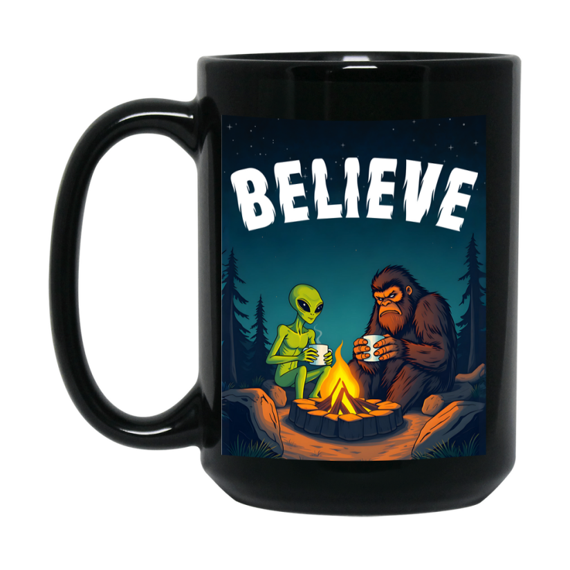 Bigfoot Mug – Funny Bigfoot And Alien Coffee Cup, Double-Sided 11Oz Or 15Oz Ceramic, Perfect Mother’s Day Or Father’s Day Gift