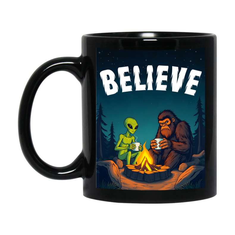 Bigfoot Mug – Funny Bigfoot And Alien Coffee Cup, Double-Sided 11Oz Or 15Oz Ceramic, Perfect Mother’s Day Or Father’s Day Gift