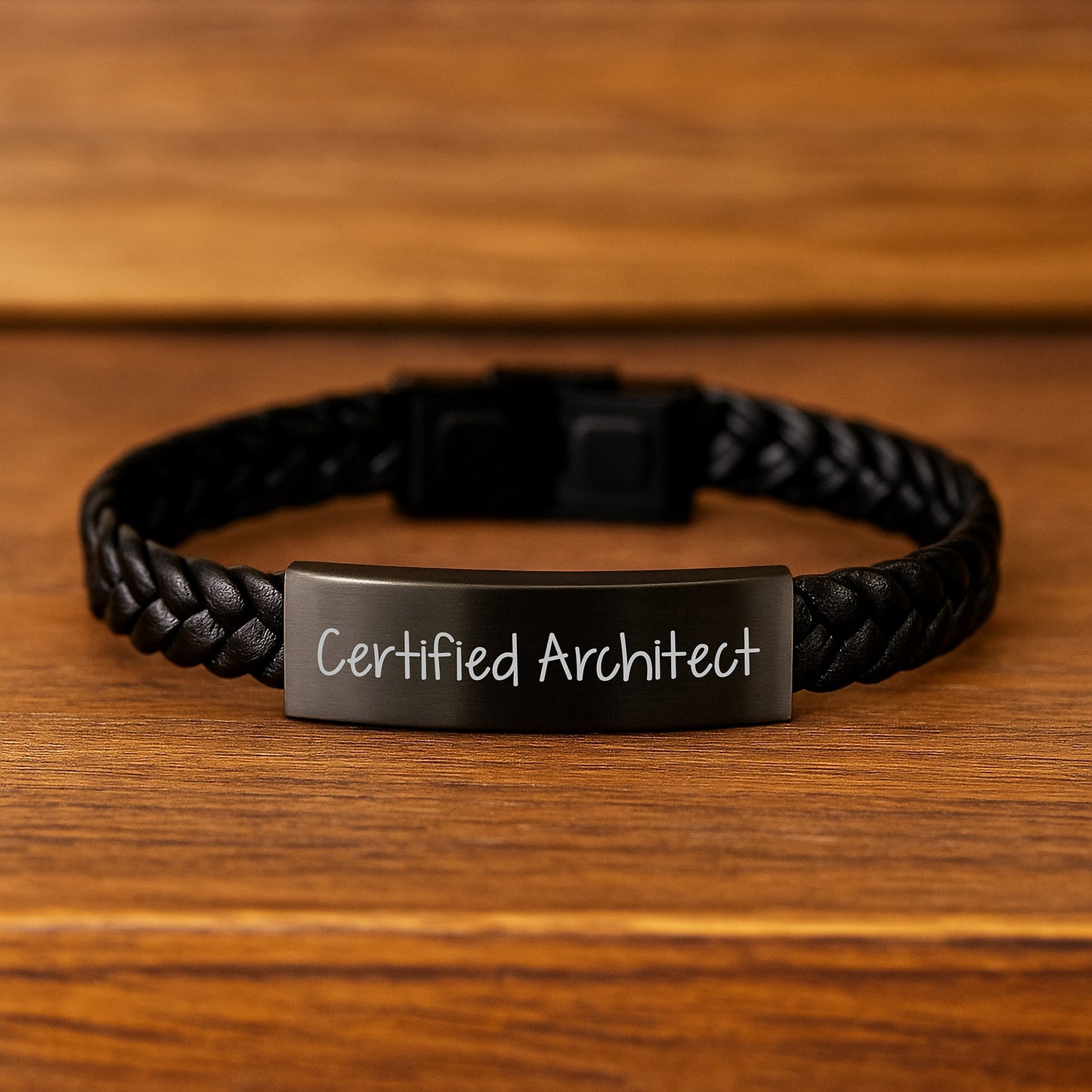 Architect Gifts from Friends - Inspirational Certified Architect Quote Interlaced Leather Bracelet for Men, Unique Graduation Jewelry for Architects - Image 2