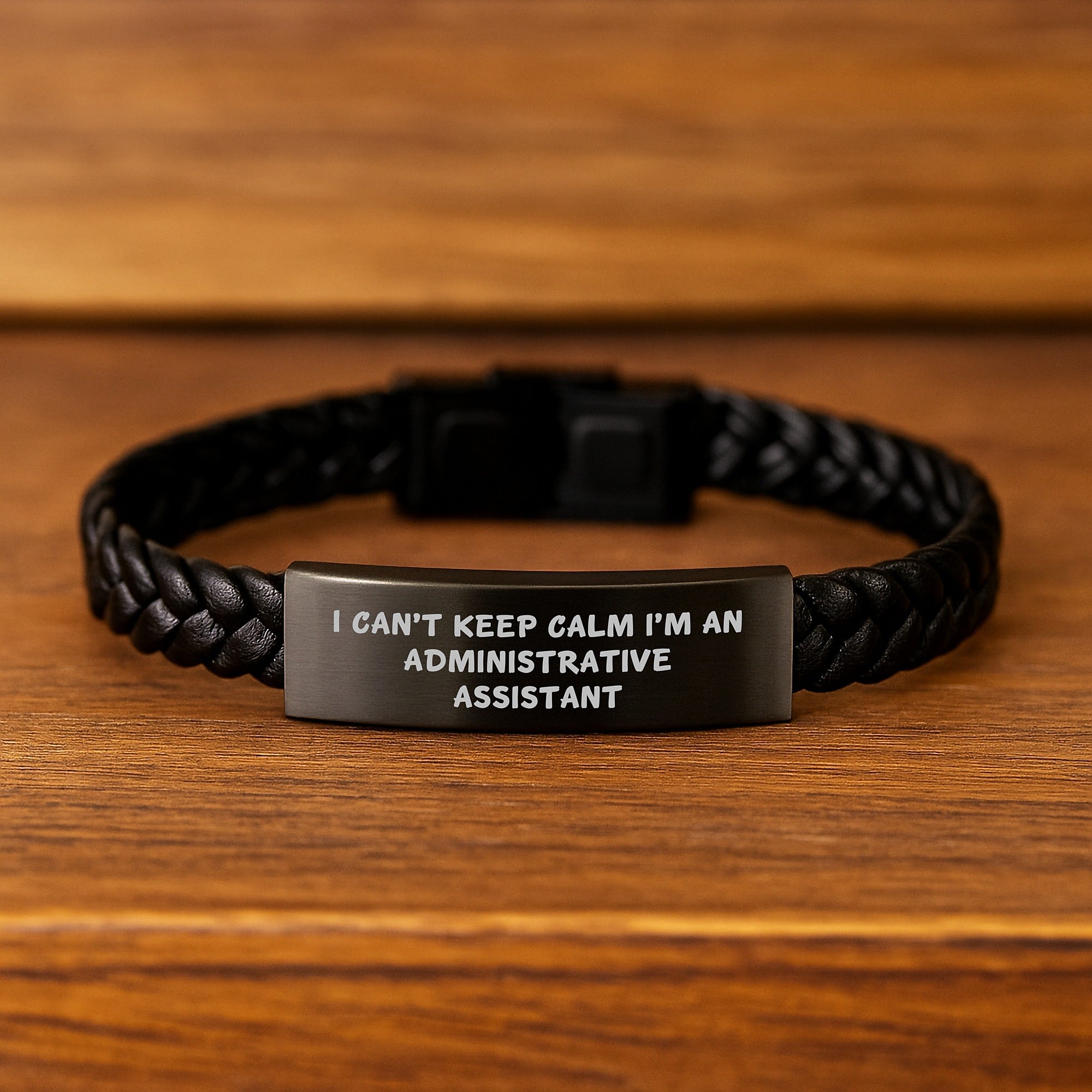 Funny Administrative Assistant Gifts I Can't Keep Calm Gifts from Coworkers for Administrative Assistants, Interlaced Leather Bracelet, Graduation Unique Gifts - Image 2
