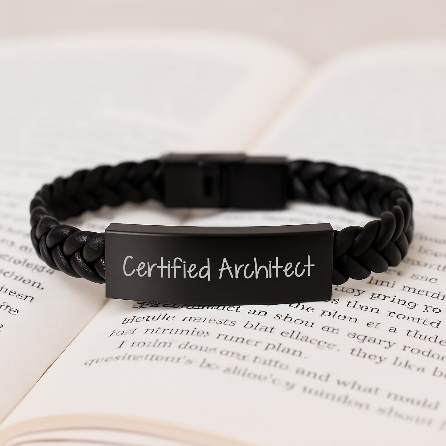 Architect Gifts from Friends - Inspirational Certified Architect Quote Interlaced Leather Bracelet for Men, Unique Graduation Jewelry for Architects - Image 3