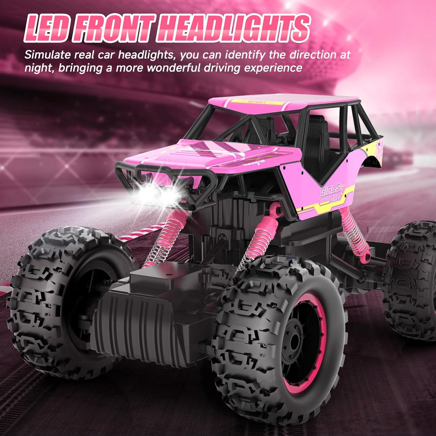 1:12 RC Monster Truck - 4WD Off-Road Remote Control Car, Dual Motors, Headlights, Rechargeable, Gift for Boys & Girls