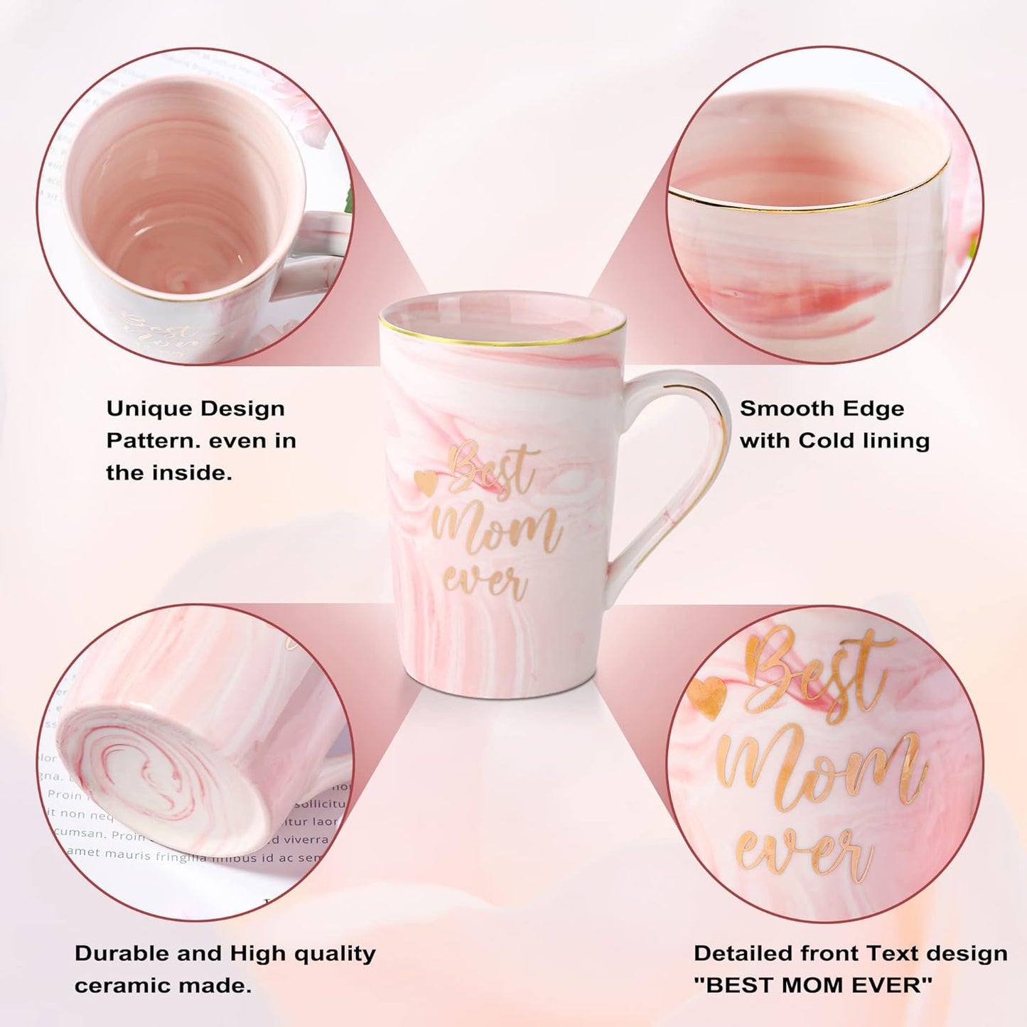Valentine'S Day Gifts for Mom from Daughter Birthday Gifts for Women Best Mom Ever Necklace Gifts for Mama Present Mother Tote Bag Coffe Mugs Set