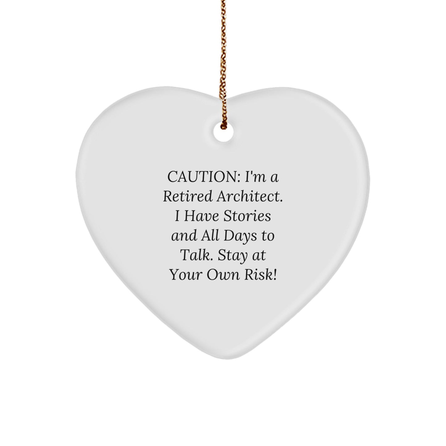 Architect Gifts from Friends - Retired Architect Heart Ornament, Funny Christmas Memorable Present for Men, Women, Coworkers, Family - Image 1