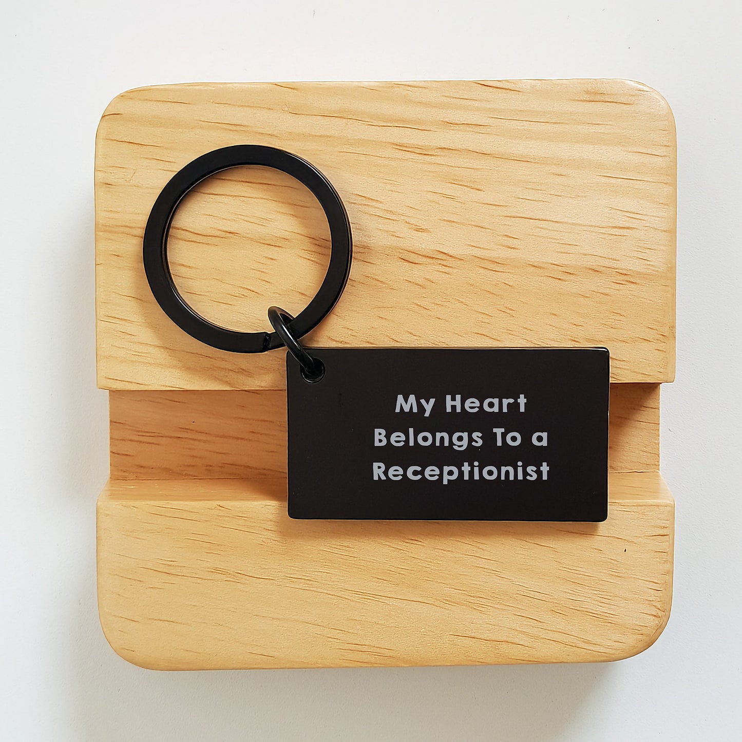 Funny Receptionist Gifts from Friends - My Heart Belongs To A Receptionist Keychain for Graduation - Image 2