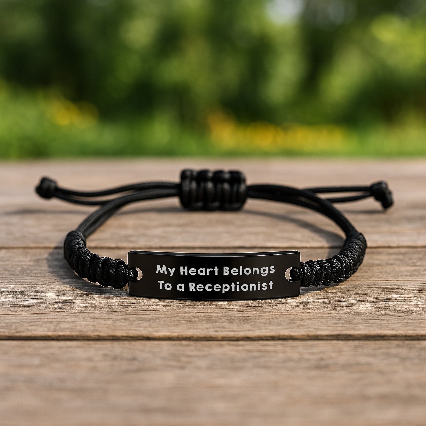 Funny Quote Gifts for Receptionists, 'My Heart Belongs To A Receptionist' Adjustable Rope Bracelet, Gifts from Friends, Coworkers, Family to Graduation Unique Gifts - Image 2