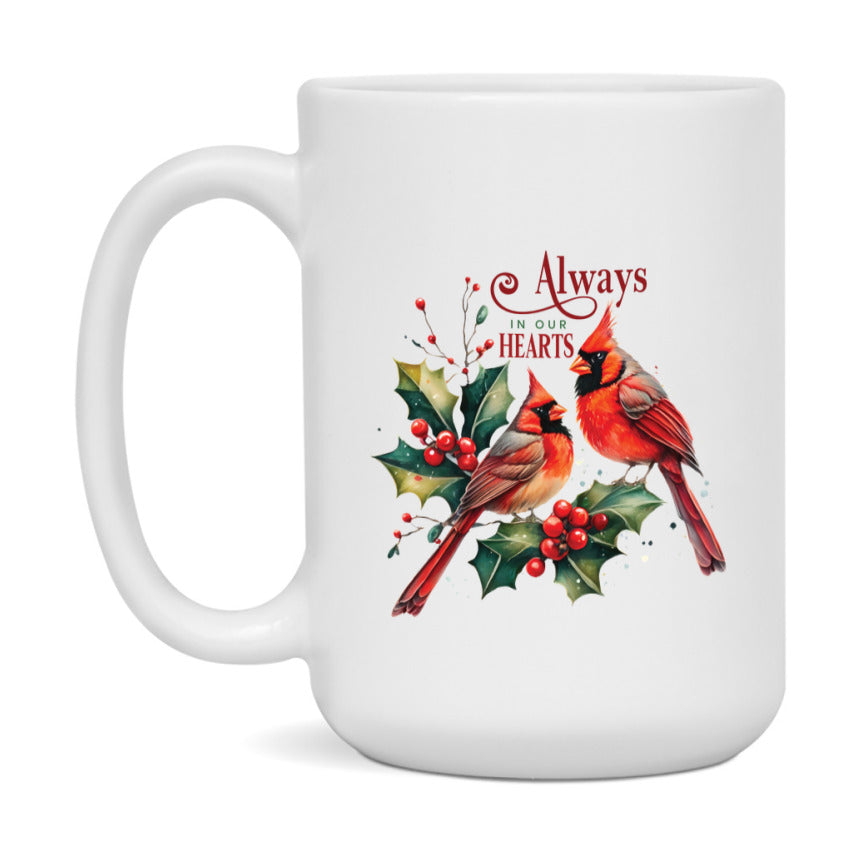 Red Cardinal Mug – Northern Red Cardinal Christmas Mug with Heartfelt Message, 11oz or 15oz White Ceramic Coffee Cup