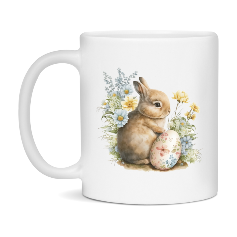 Easter Bunny Coffee Mug, Easter Bunny And Eggs Easter Gift, Double-Sided 11Oz Or 15Oz White Ceramic Cup