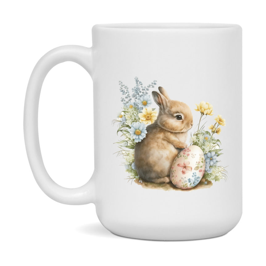 Easter Bunny Coffee Mug, Easter Bunny And Eggs Easter Gift, Double-Sided 11Oz Or 15Oz White Ceramic Cup