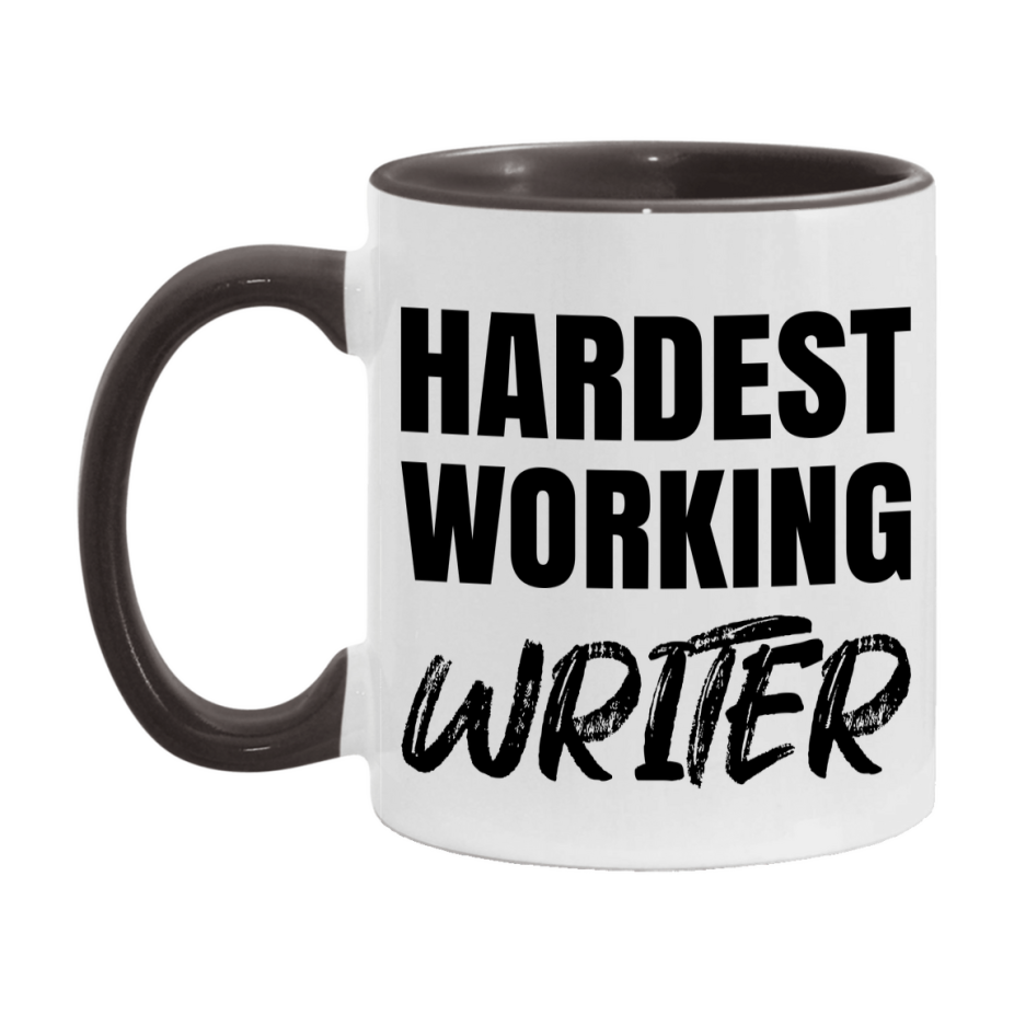 Writer Superlative Mug, Hardest Working Writer, 11oz or 15oz Ceramic Coffee Mug, Double-Sided Cup, Gift for Writer, Coworker Gift, Boss Gift