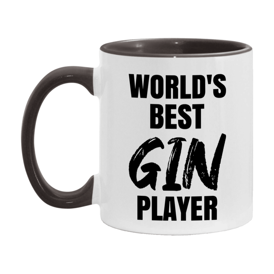 World's Best Gin Player Mug, Funny Card Game Player Gift, 11Oz Or 15Oz White Ceramic Mug