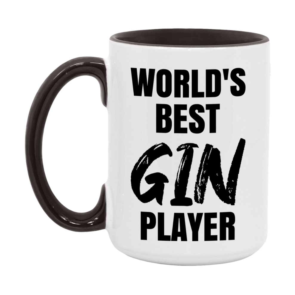 World's Best Gin Player Mug, Funny Card Game Player Gift, 11Oz Or 15Oz White Ceramic Mug