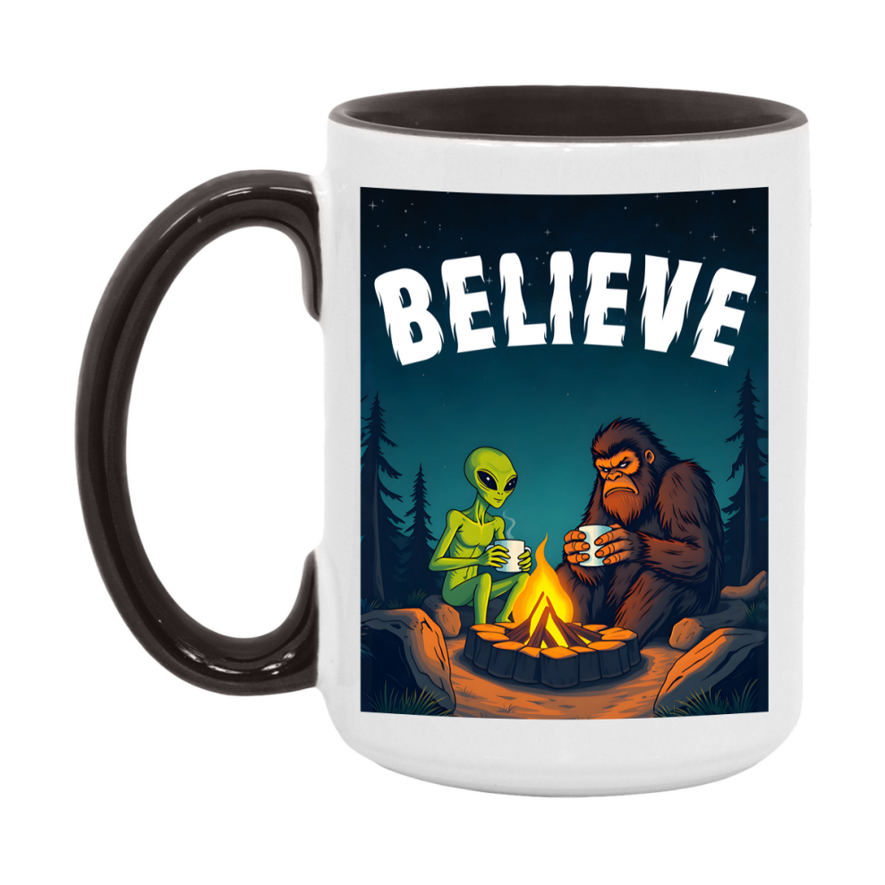 Bigfoot Mug – Funny Bigfoot And Alien Coffee Cup, Double-Sided 11Oz Or 15Oz Ceramic, Perfect Mother’s Day Or Father’s Day Gift
