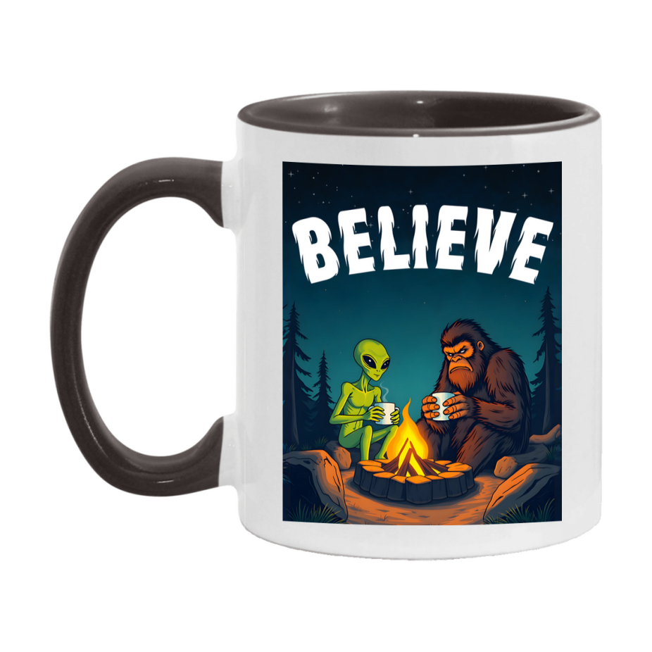 Bigfoot Mug – Funny Bigfoot And Alien Coffee Cup, Double-Sided 11Oz Or 15Oz Ceramic, Perfect Mother’s Day Or Father’s Day Gift