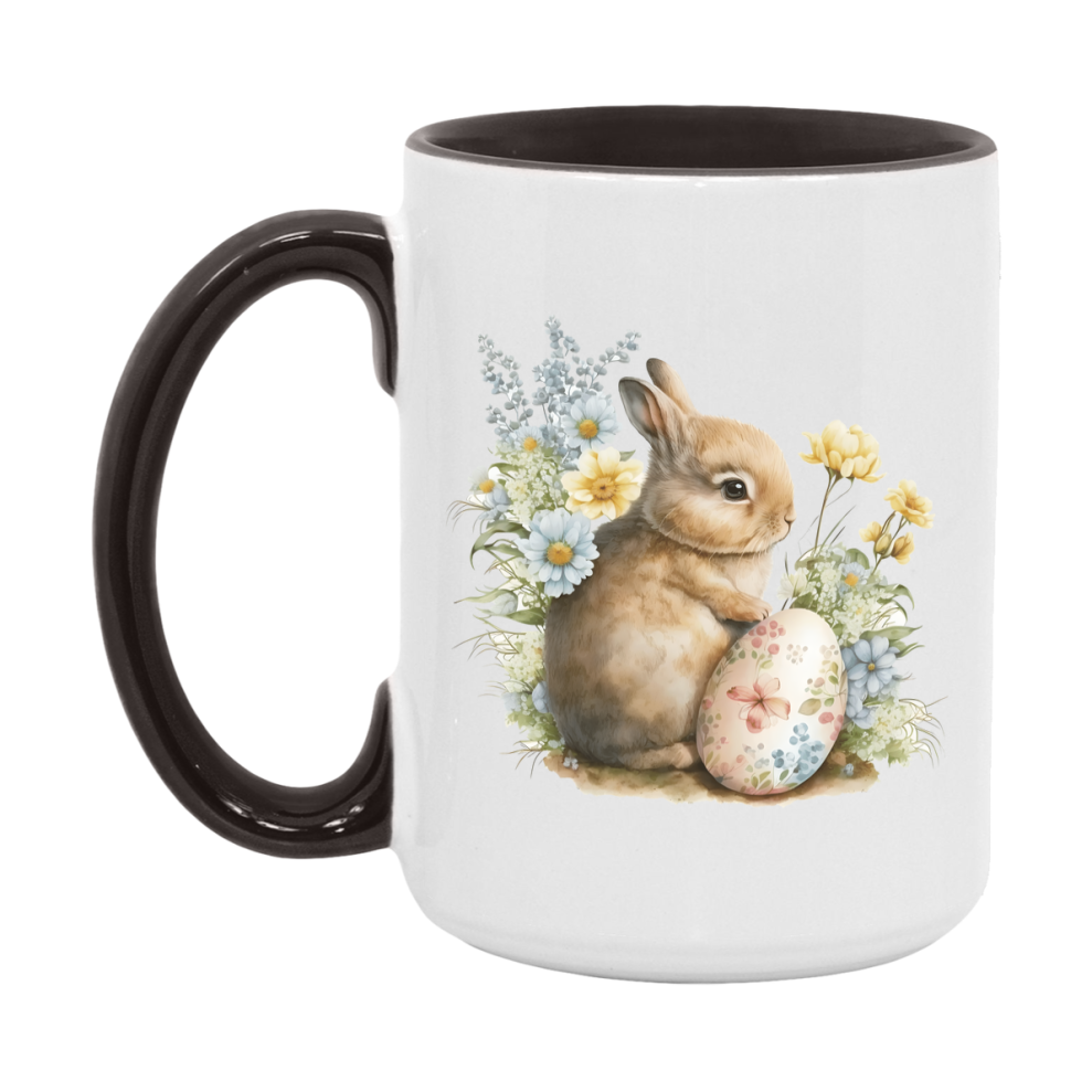 Easter Bunny Coffee Mug, Easter Bunny And Eggs Easter Gift, Double-Sided 11Oz Or 15Oz White Ceramic Cup