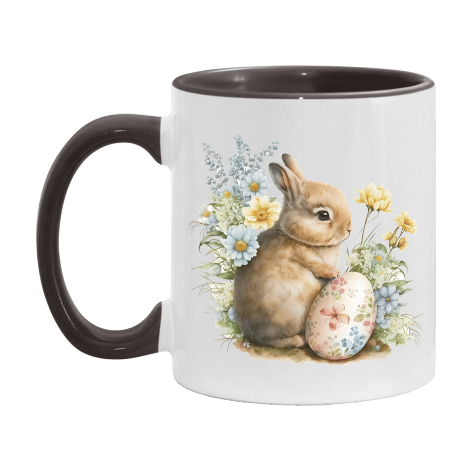 Easter Bunny Coffee Mug, Easter Bunny And Eggs Easter Gift, Double-Sided 11Oz Or 15Oz White Ceramic Cup