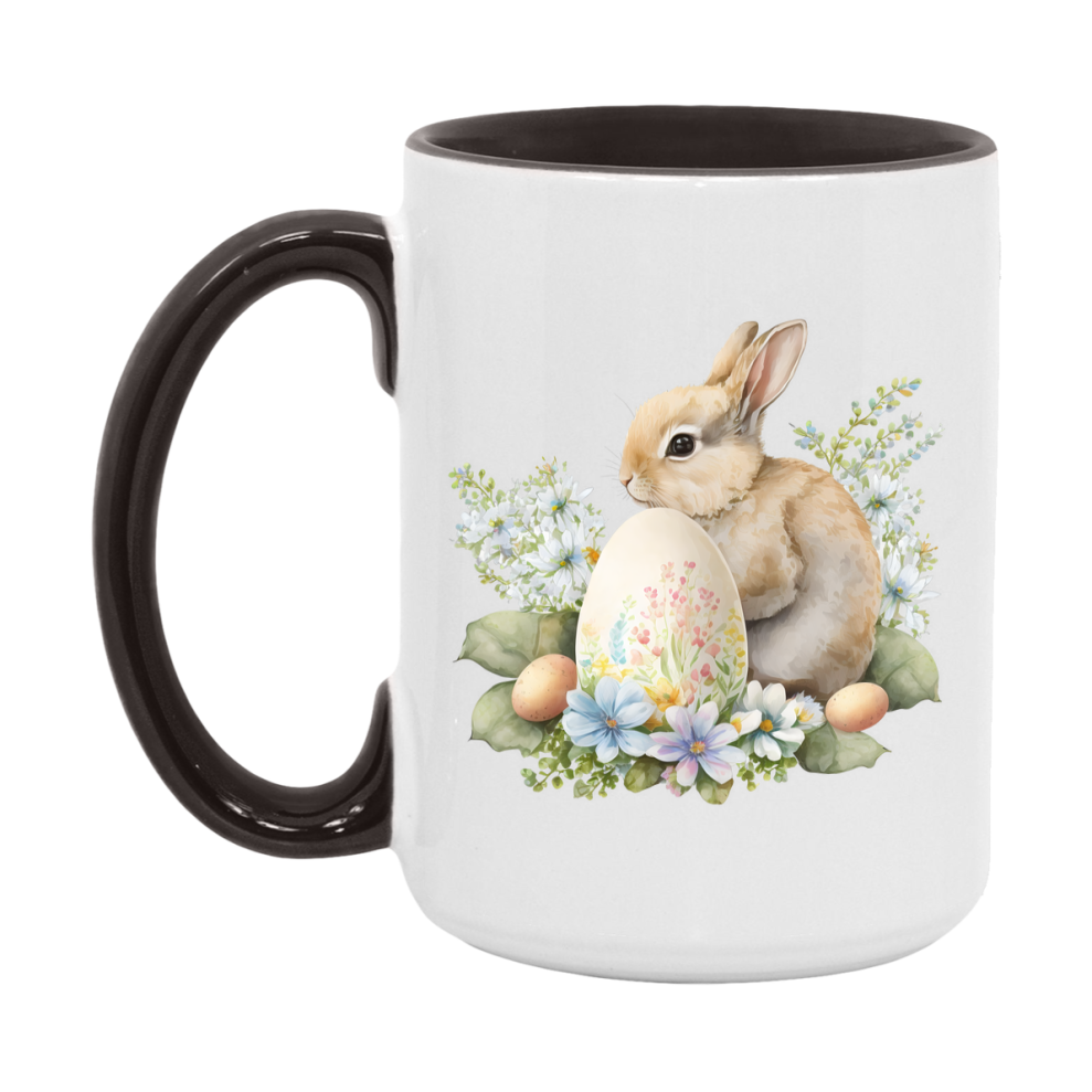Easter Bunny Coffee Mug, Pastel Easter Bunny Art Easter Gift, Double-Sided 11Oz Or 15Oz White Ceramic Cup